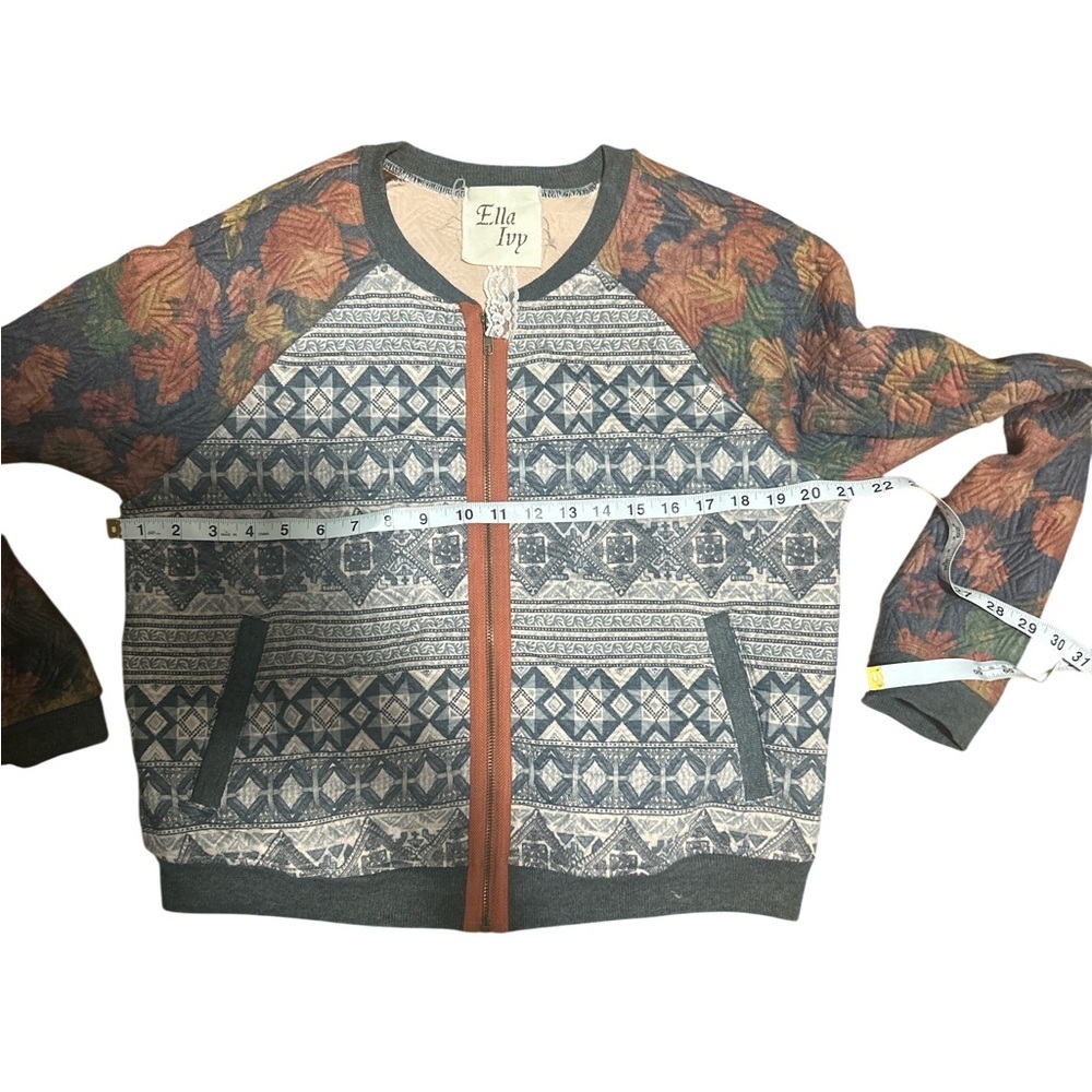 Ella Ivy Quilted Patchwork Zip Cardigan Jacket Bohemian cottagecore - Picture 7 of 9